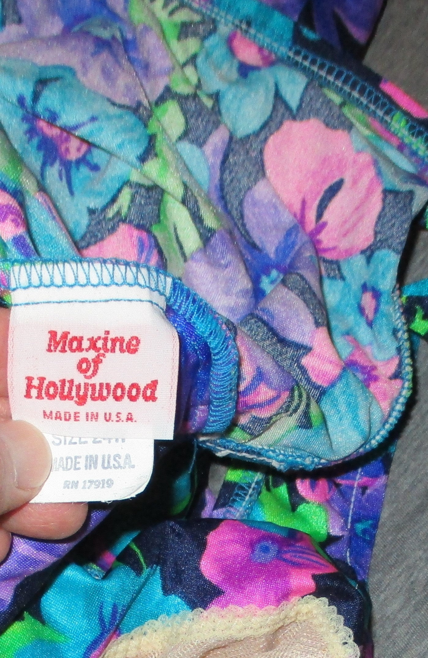 70's/80's Bold Multicolor Floral Pin Up Swimsuit by Maxine main image 1
