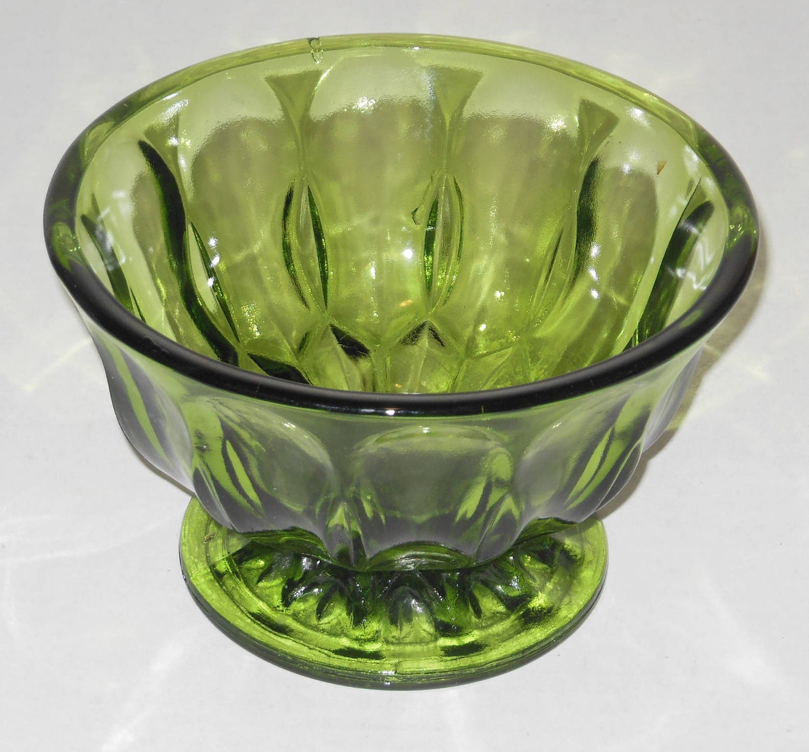 Vintage Dark Green Glass Candy Dish Footed Compote Fruit Bowl Etsy