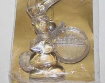 Energizer Bunny Ornament Christmas Caroler 1992 Clear Hard Plastic Ltd Edition Vintage Advertising Premium Holiday Decor