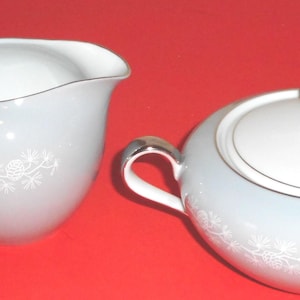 Empress China Silver Trim Belle Ponte Vintage Sugar Bowl and Creamer Porcelain Serving Set