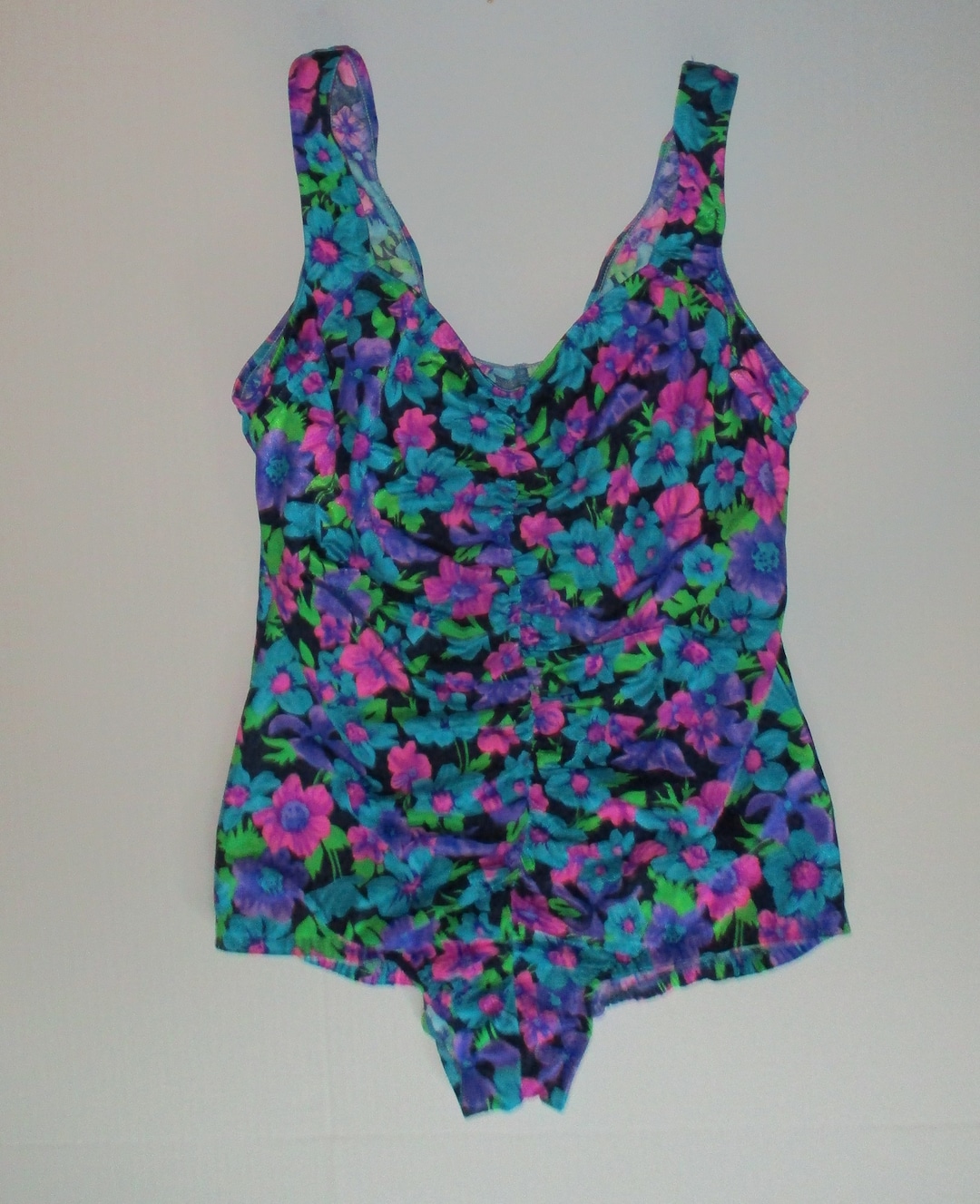 70's/80's Bold Multicolor Floral Pin Up Swimsuit by Maxine main image 0