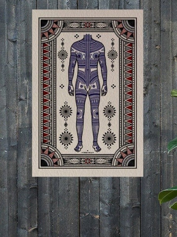 PHYSICAL MATTE PRINT: Visayan Male Bodysuit Front, Many Sizes Available | tatakbyayla original artwork