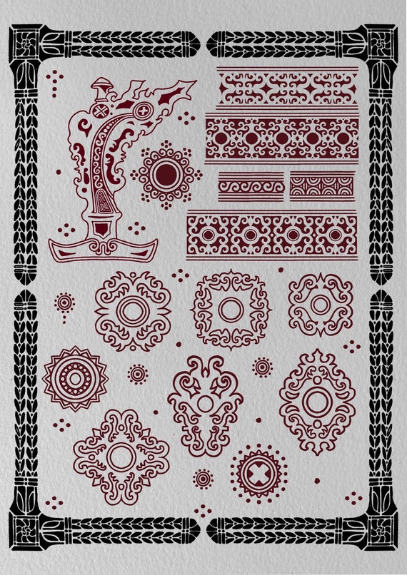 NEW DIGITAL BUNDLE: 28 Files, Archaeology Tattoo Design Bundle, Tatakbyayla Tattoo Design Illustration, Inspired by Archaeological Finds