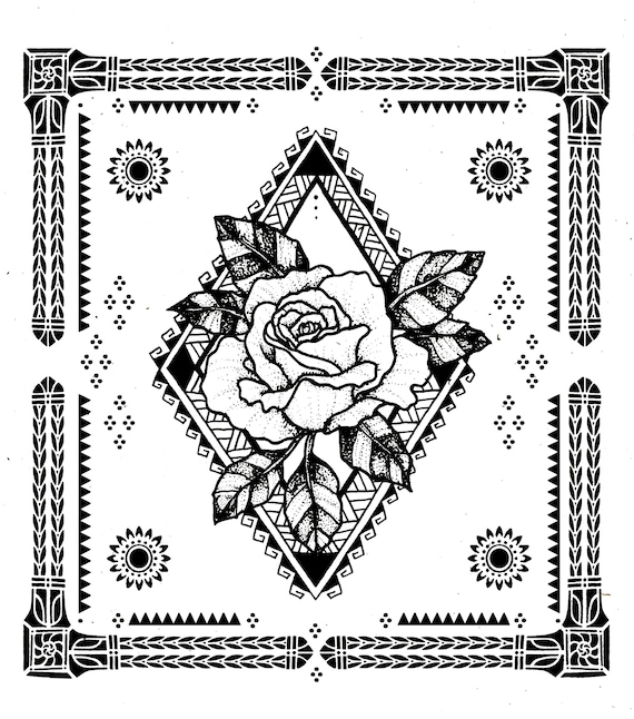 Visayan Rose Original Illustration Digital Print DIGITAL DOWNLOAD, Parchment & Black and White | tatakbyayla digital prints