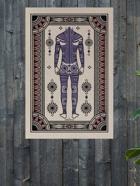 PHYSICAL MATTE PRINT: Visayan Male Bodysuit Back, Many Sizes Available | tatakbyayla original artwork