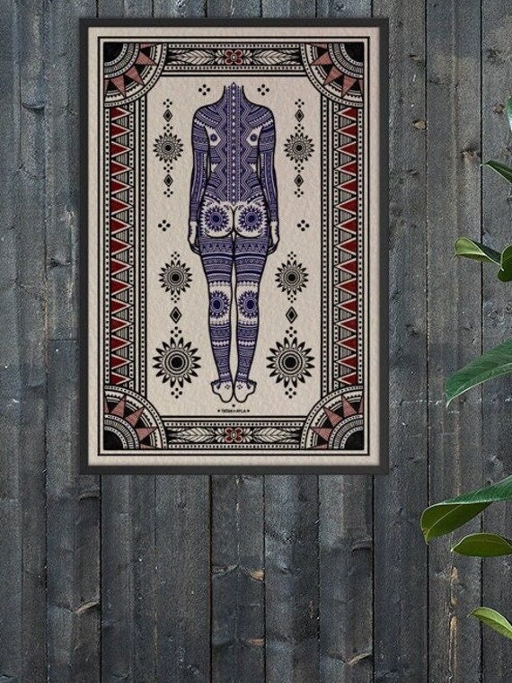 FRAMED PHYSICAL PRINT: Visayan Female Bodysuit Back, Many Sizes Available | tatakbyayla original artwork