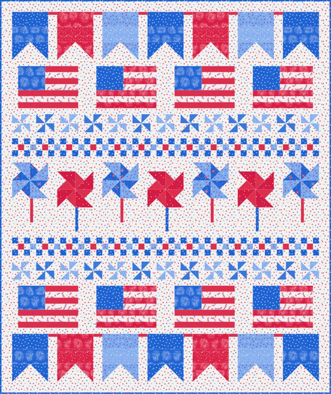 Free US Shipping Stars and Stripes Quilt Kit With Holiday Americana ...