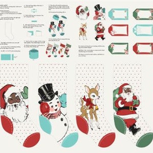 Holly Jolly Panel by Urban Chiks for Moda Fabrics. Black Brown Santa Panel 31187 21
