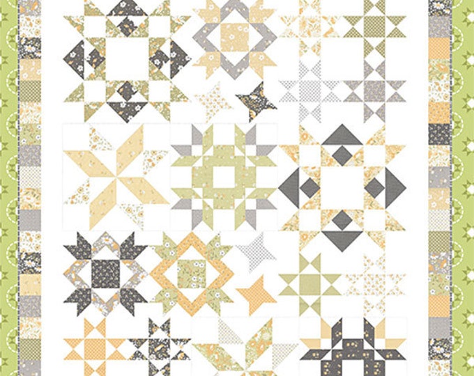 Joy Filled Quilt Pattern Featuring Buttercup and Slate by Corey Yoder