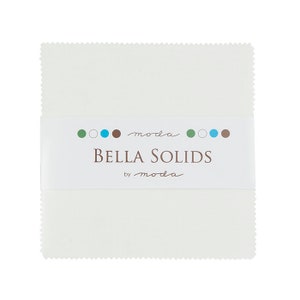 MODA Bella Solids Bleached White 9900PP 98 Charm Pack is 100% cotton; 5” x 5” Squares