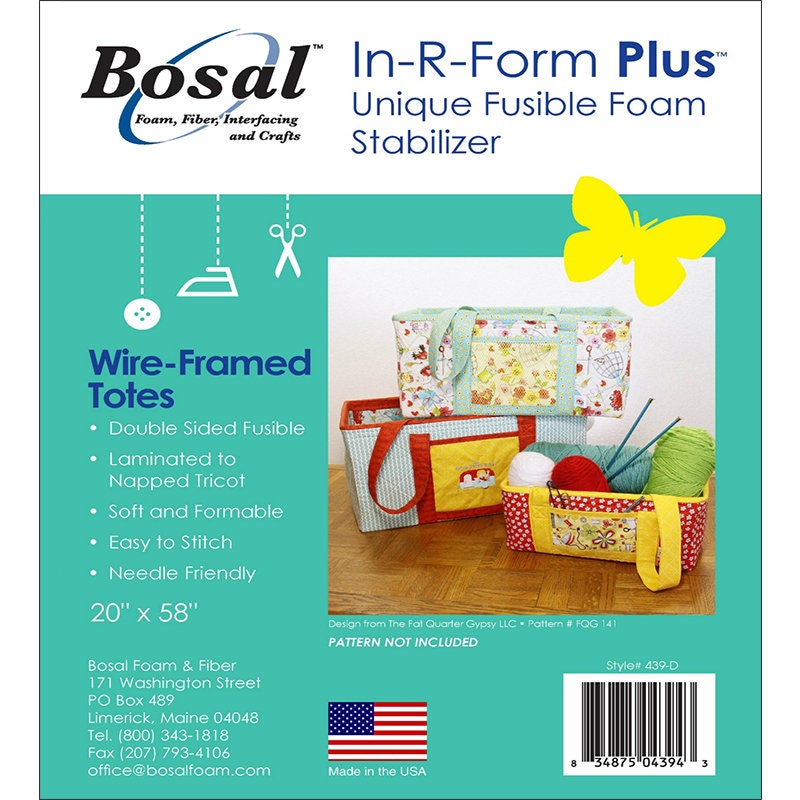 Bosal In-R-Form Plus Unique Fusible Foam Stabilizer Craft Supplies, 18 by  58-Inch, White for sale online