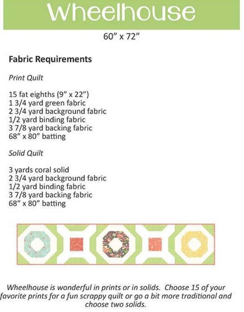 Wheelhouse Quilt Pattern by Coriander Quilts Featuring Lulu Etsy