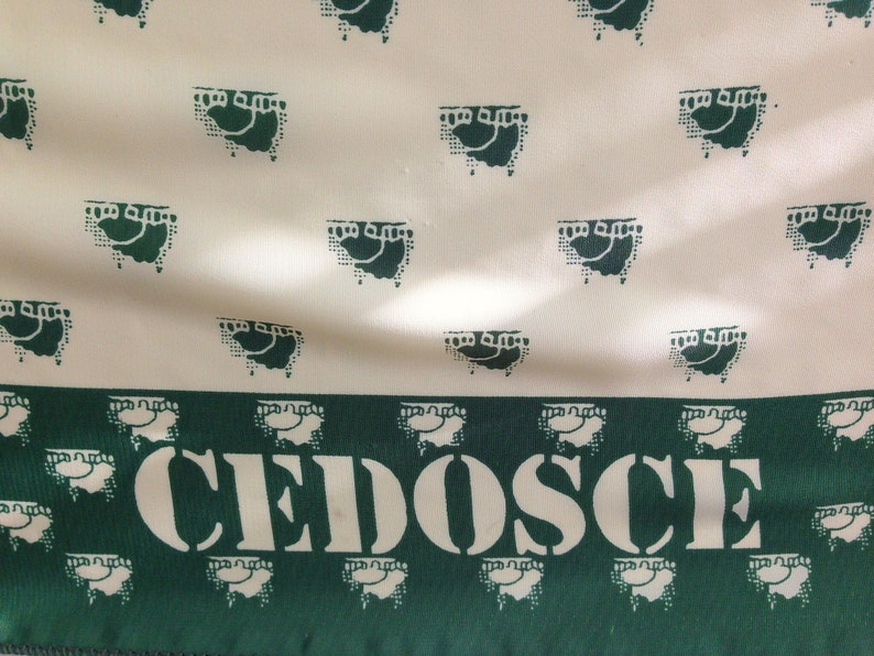 El Corte Ingl\u00e9s Vintage 90s Scarf Silk Green and Wthite Colors 36,2\u201d x 35,4\u201d