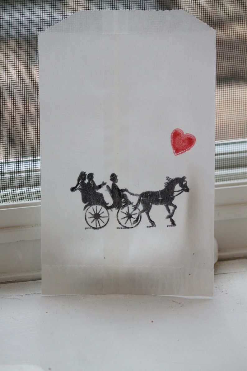 10 Vintage Glassine Gift Bags Hand Stamped With A Wedding Etsy