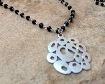 Healing Black Spinel Gemstone, Gift for Healing, Inspiration Necklace, Health and Healing, Gift for Her, Black and Silver