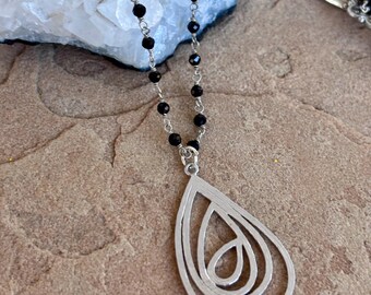 Powerful Black Spinel Gemstone, Gift for Healing, Inspiration Necklace, Health and Healing, Gift for Her, Black and Silver Necklace