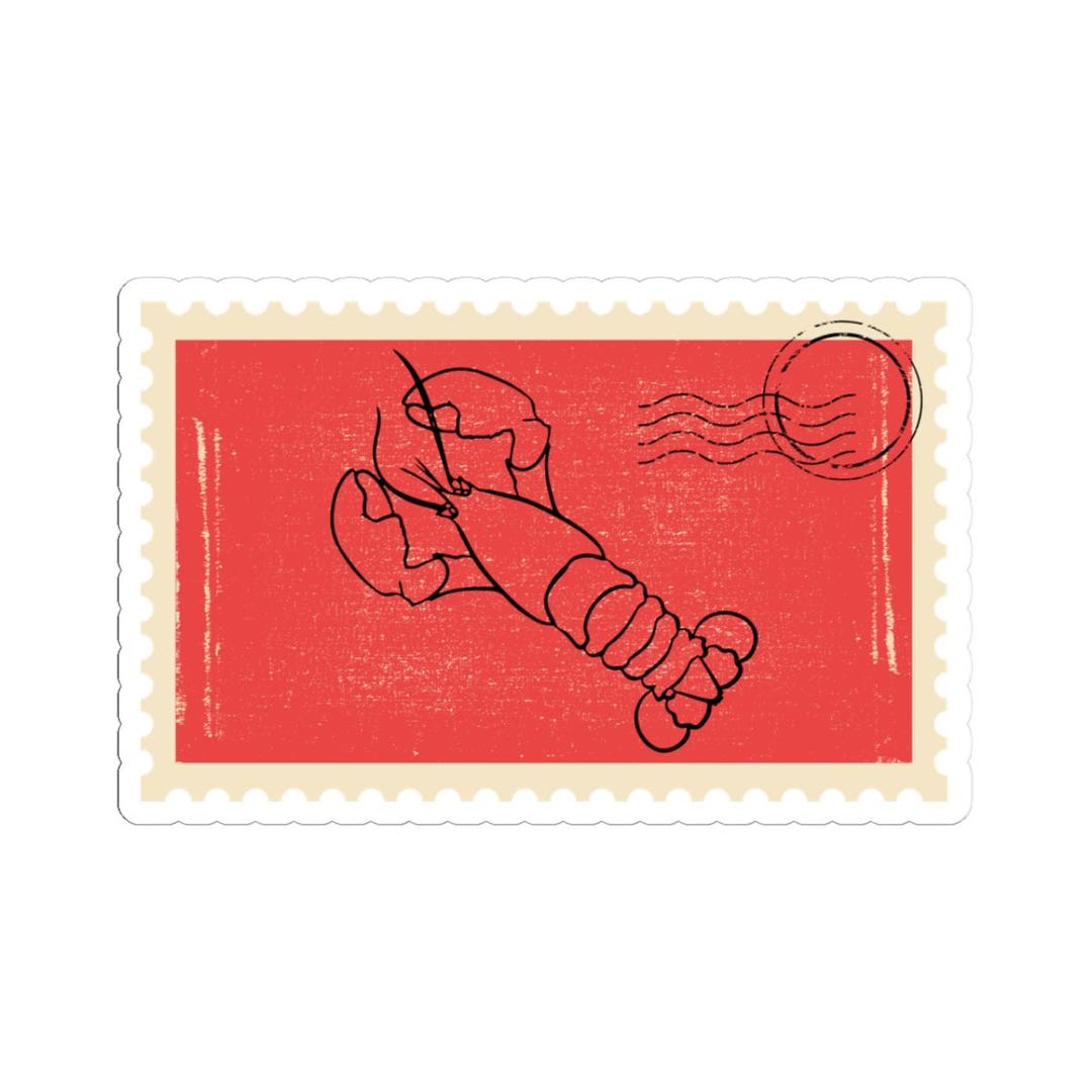 Lobster Stamp Stickers, Red Lobster Decals, Marine Creature Sticker ...