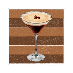Espresso Martini Brown Striped Sticker, Coffee Lover Gift, Bar Decor, Laptop Decal, Planner Accessories, Cute Stationery