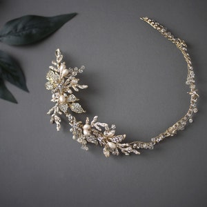 Light Gold Beach Wedding Headpiece with Starfish and Branches Bridal Hair Accessory