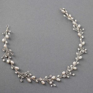 Pearl Wedding Hair Vine Wedding Headband Silver Ivory Bridal Accessories Light Gold