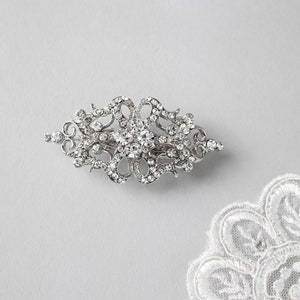 Petite Wedding Hair Clip in Antique Silver Crystal Vintage Style Bridal Accessory