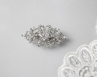 Petite Wedding Hair Clip in Antique Silver Crystal Vintage Style Bridal Accessory