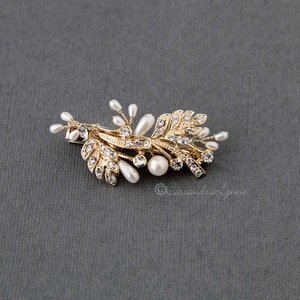 Petite Wedding Bridal Clip Rhinestone Leaves Feathers Pearls Ivory Gold Silver Flower Girl