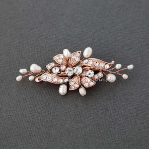 Petite Wedding Bridal Clip Ivory Pearls Rhinestone Floral Crystal Gold Silver Flower Girl Clip Mini Rose Gold