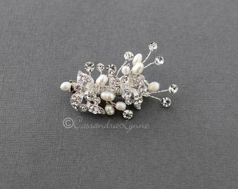 Petite Bridal Hair Clip with Freshwater Ivory Pearls Wedding Accessory