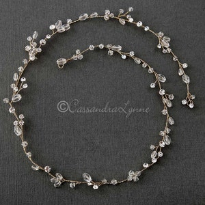 Crystal Wedding Hair Vine: Light Gold Bridal Hair Jewelry