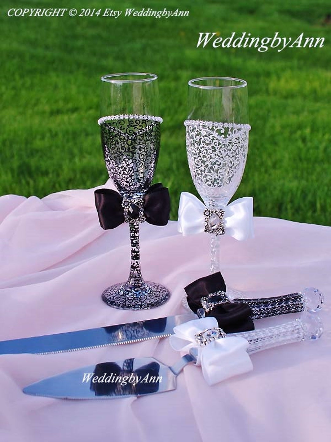Wedding Glasses, Wedding Cake Serving Set and Wedding Champagne