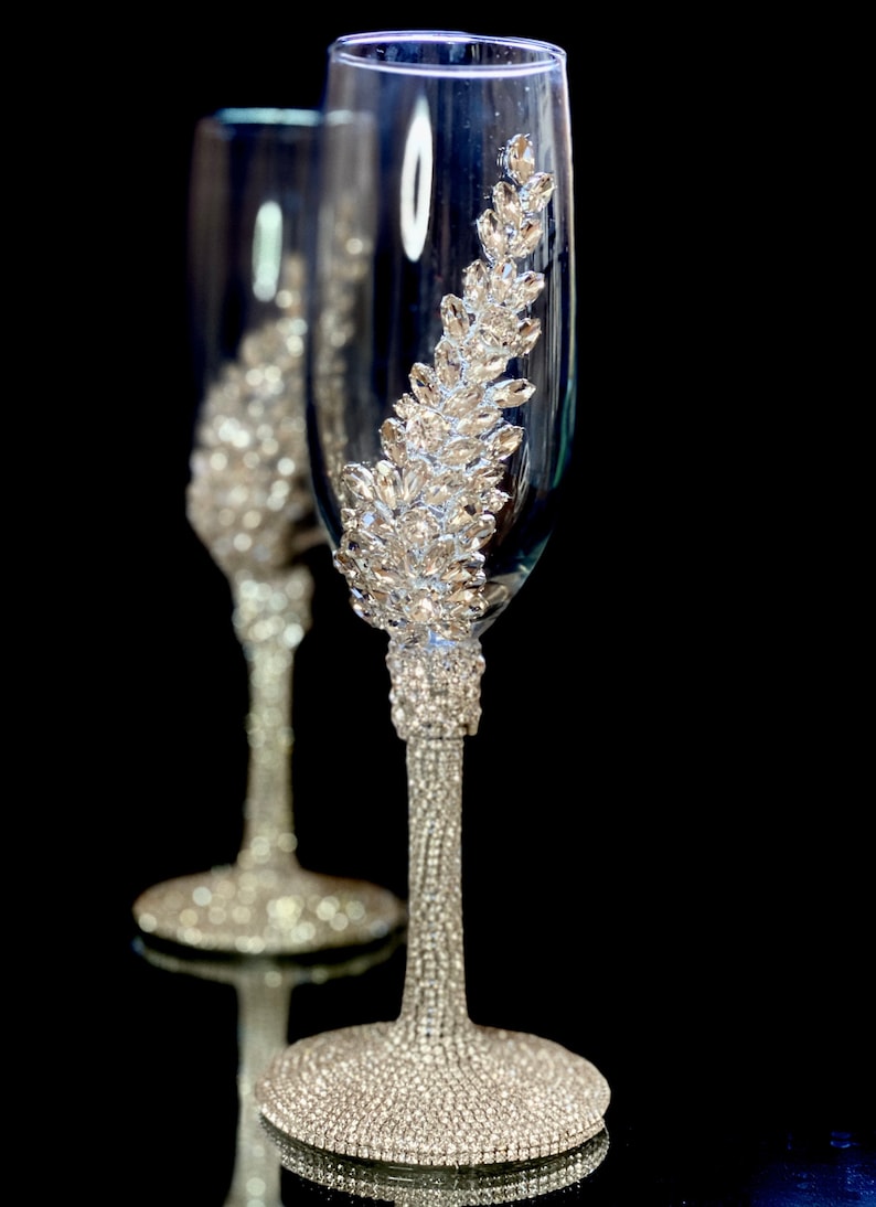 Silver Wedding Champagne Flutes & Cake Server Set Cake Knife Etsy