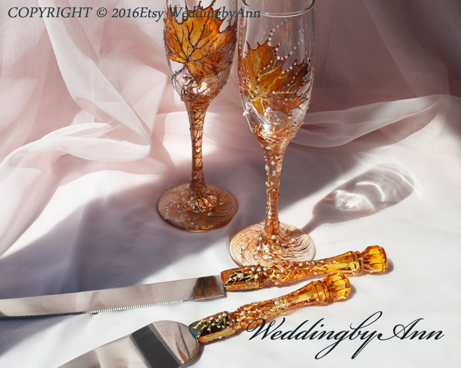 Fall Wedding Cake Server Set & Knife Autumn Wedding Cake Etsy