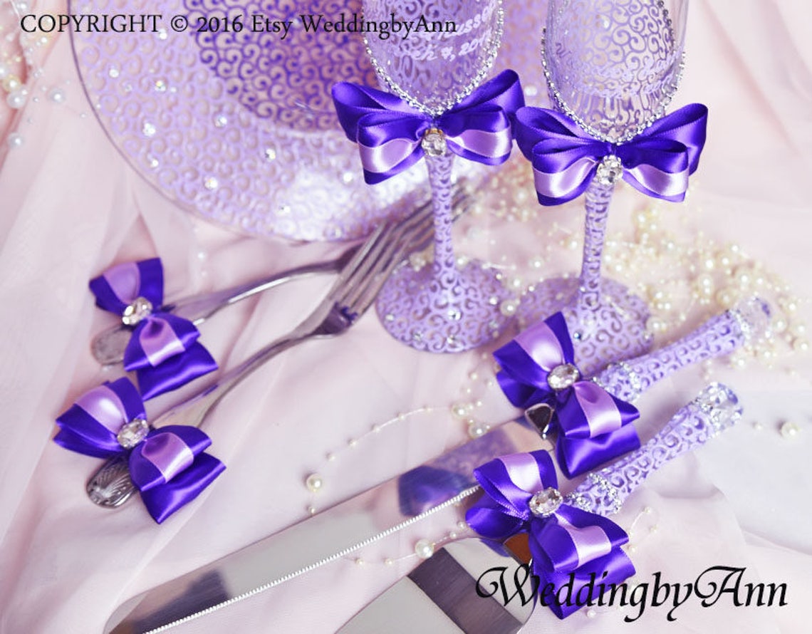 Lavender Wedding Glasses Purple Wedding Champagne Flutes - Etsy