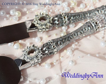 Silver Cake Serving Set , Winter Wedding, Cake Server and Knife Set, Wedding Cake Accessories, Wedding gift, Bridal shower, Weddings