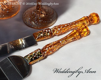 Fall Wedding Cake Server Set & Knife, Autumn Wedding Cake Serving Set, Wedding Cake Accessories, Fall Wedding, Bridal shower