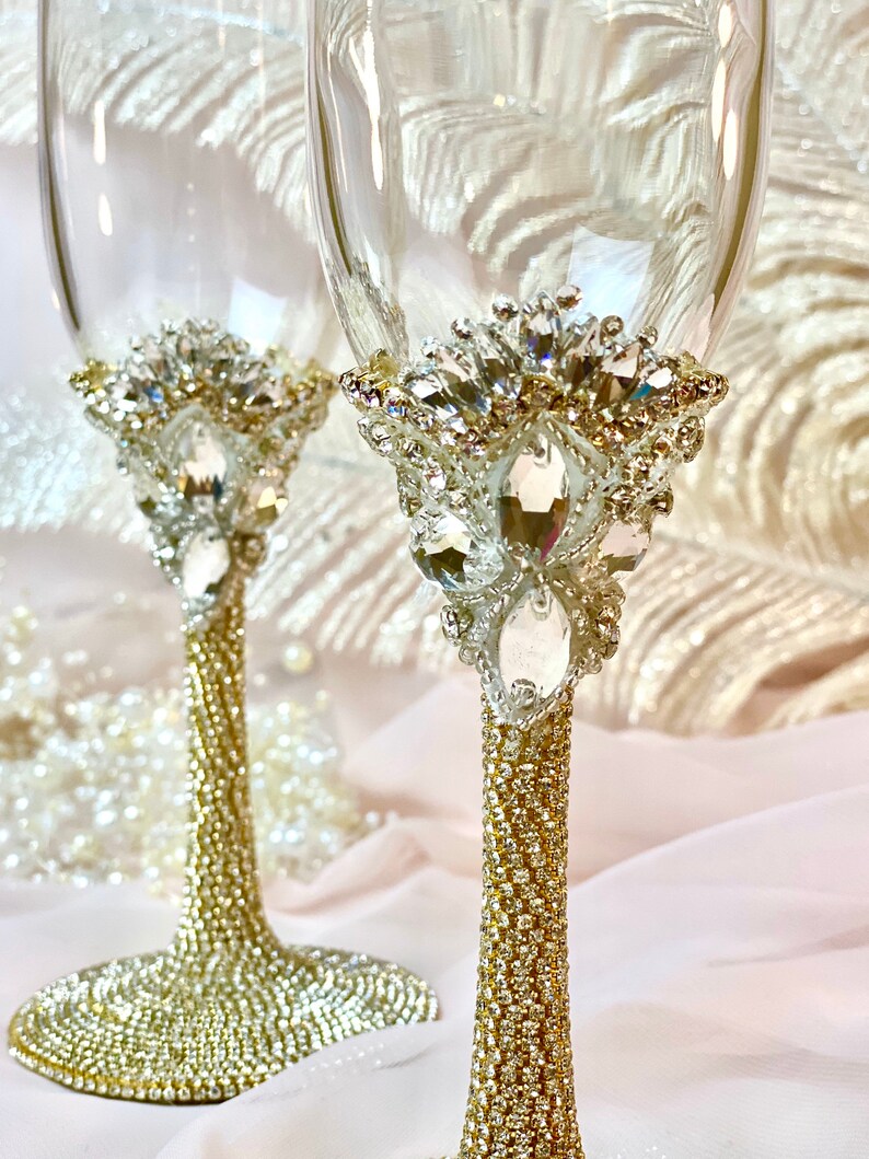 Royal Gold Wedding Champagne Flutes & Cake Server Set Cake Etsy