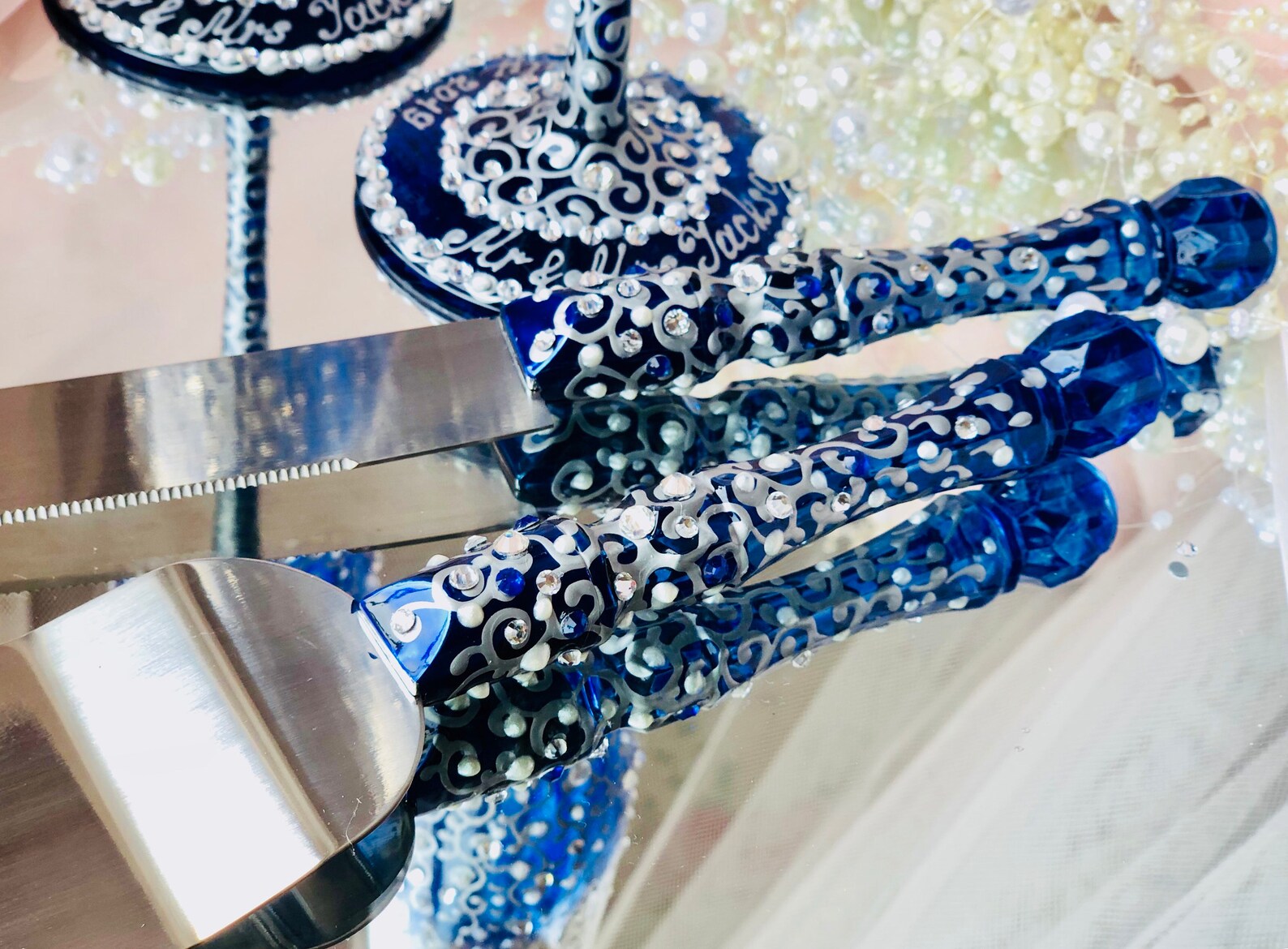 Royal Blue Wedding Set Wedding Cake Serving Set Wedding Cake Etsy