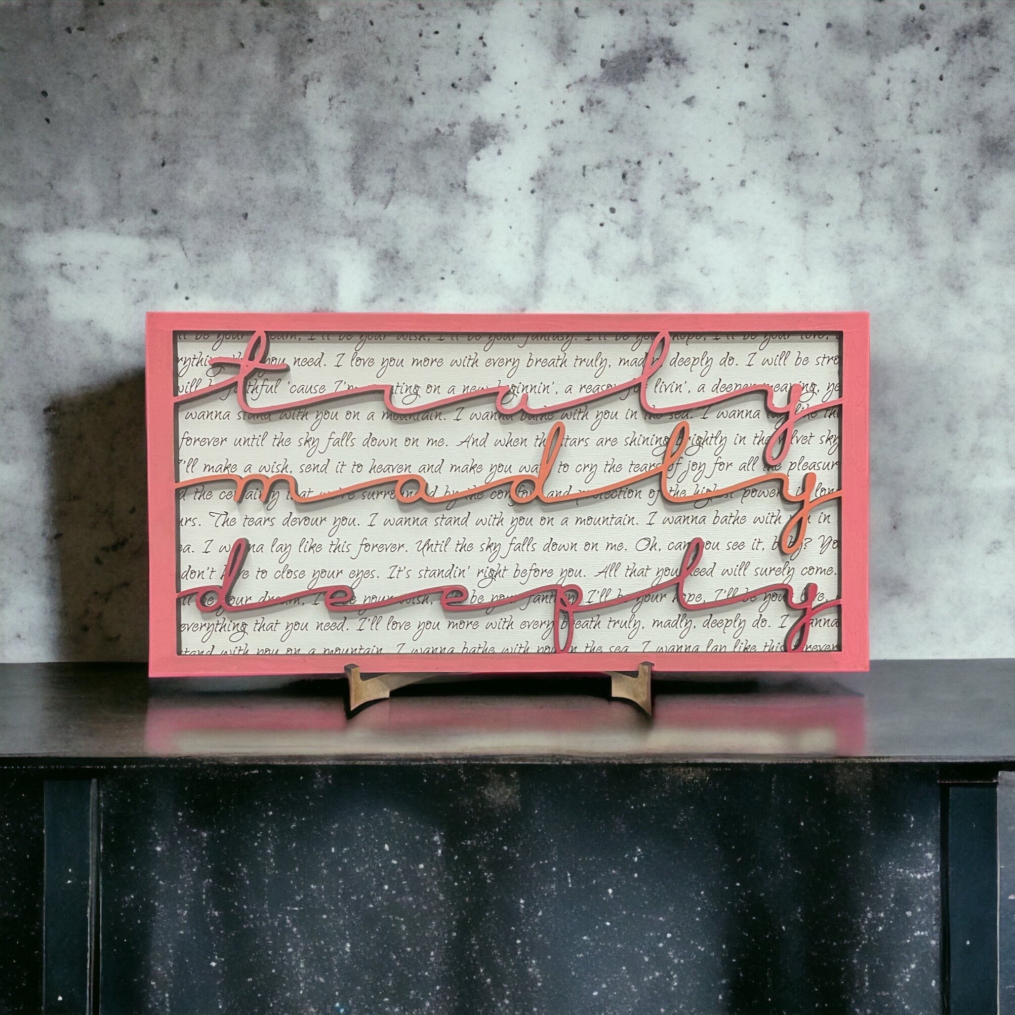 Song Lyric Stand and Frame - Truly, Madly, Deeply - DIGITAL FILE ONLY