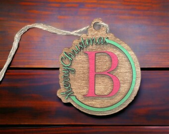 Merry Christmas Initial Ornament - DIGITAL FILE ONLY