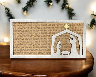 Song Lyric Stand and Frame - Away In A Manger - DIGITAL FILE ONLY