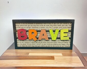Song Lyric Stand and Frame - Brave - DIGITAL FILE ONLY