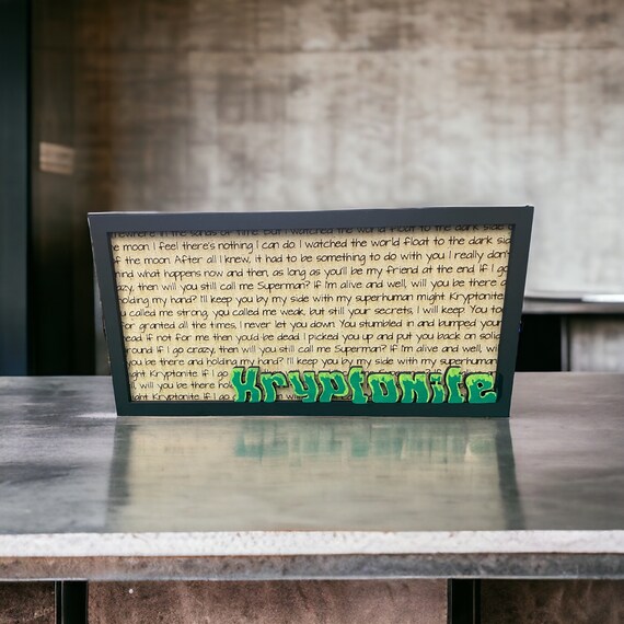 Song Lyric Stand and Frame Kryptonite DIGITAL FILE ONLY