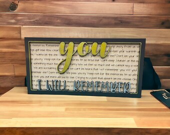 Song Lyric Stand and Frame - I Will Remember You - DIGITAL FILE ONLY