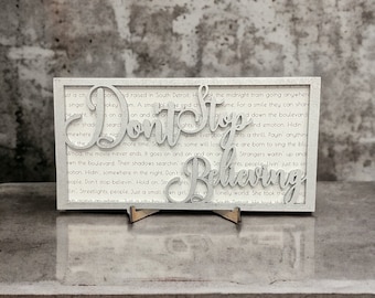 Song Lyric Stand and Frame - Don&#39;t Stop Believing - DIGITAL FILE ONLY