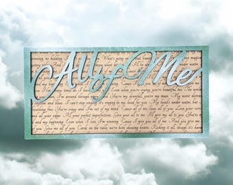 Song Lyric Stand and Frame - All of Me - DIGITAL FILE ONLY