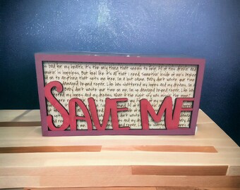Song Lyric Stand and Frame - Save Me - DIGITAL FILE ONLY