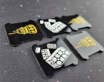 Set of 5 double-sided objective tokens for use with X-wing scenarios