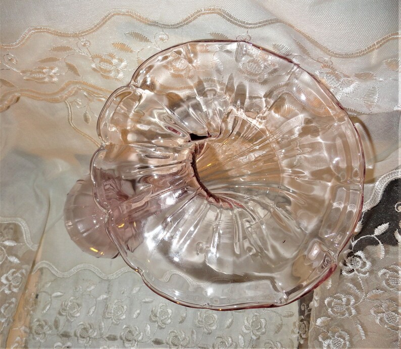 Vintage Large Art Glass Trumpet Shape Pink Fluted Glass Vase Etsy