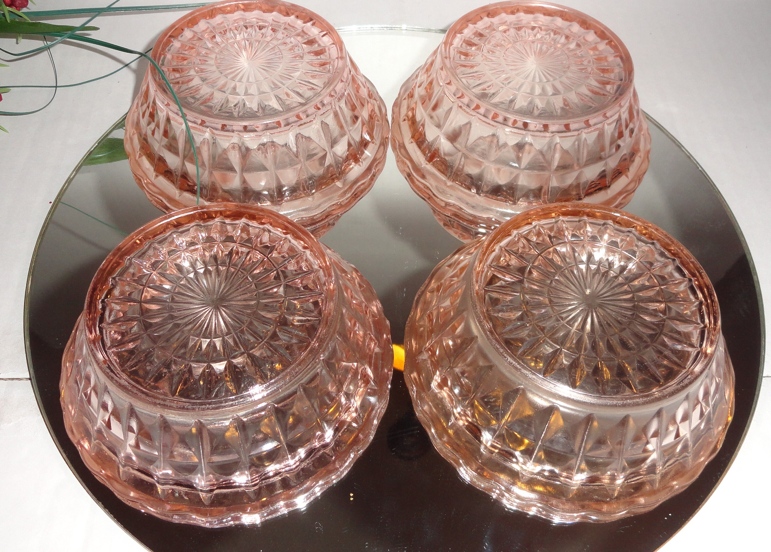 Blush Pink Glass Berry Bowls Pink Glass Dessert Bowls Set Of 4 Etsy